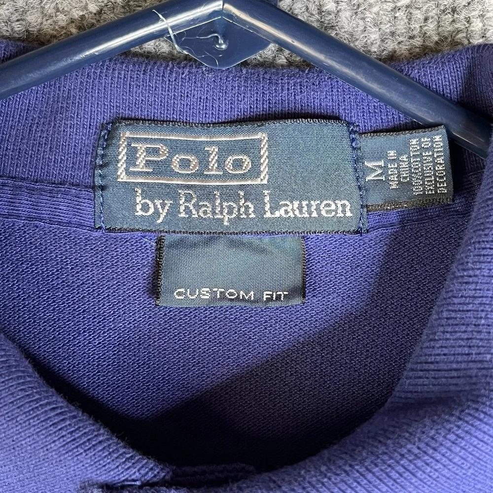Vintage Polo Ralph Lauren Polo Shirt Mens M Custom Fit Blue Big Pony Cotton